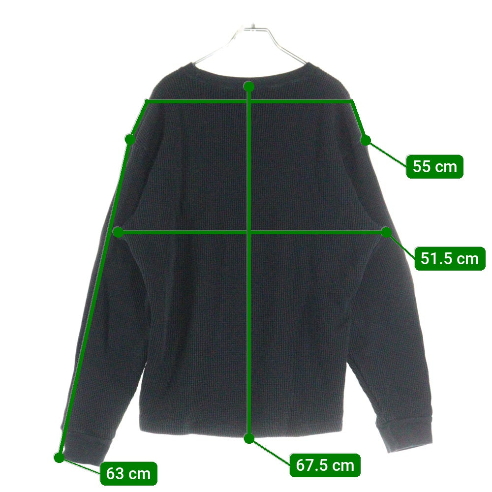 RHC Ron Herman(アールエイチシー ロンハーマン) WAFFLE PULLOVER コットンワッフル クルーネック 長袖Tシャツ カットソー ブラック 3520900043