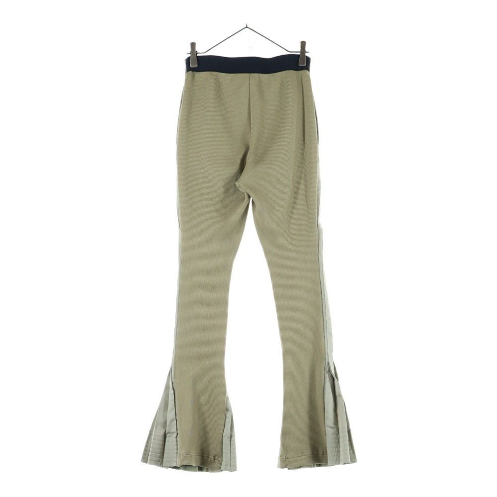 Sacai(サカイ) 23SS ウエストマーク ニットドッキング フレアパンツ カーキ レディース 23-06603
