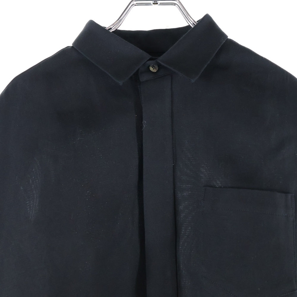 Sacai(サカイ) 23SS ダブルフェイス 5ボタン ショートレングス 長袖シャツ ブラック レディース 23-06688