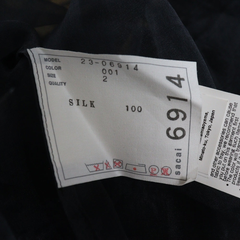 Sacai(サカイ) 23SS ボータイデザイン バックジップ シースルー ノースリーブシャツ ブラック レディース 23-06914