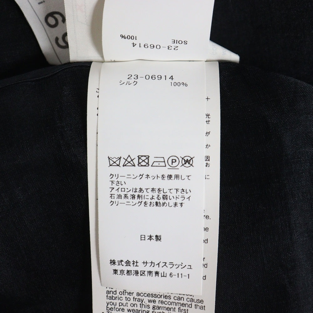 Sacai(サカイ) 23SS ボータイデザイン バックジップ シースルー ノースリーブシャツ ブラック レディース 23-06914
