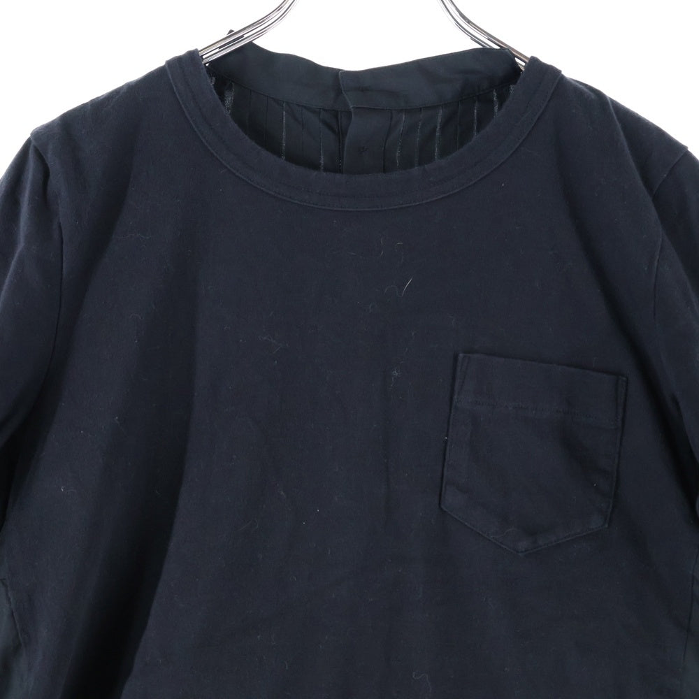 Sacai(サカイ) ドッキング 胸ポケット バックボタン カットソー 半袖Tシャツ ブラック レディース SCW-022