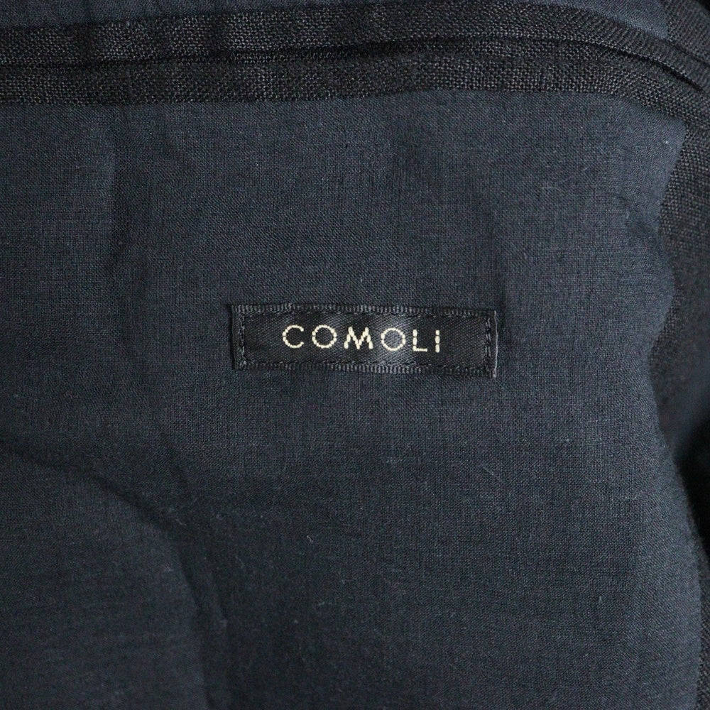 COMOLI(コモリ) カナパ ジップショート リネン ジップアップジャケット ブラック Z01-01007