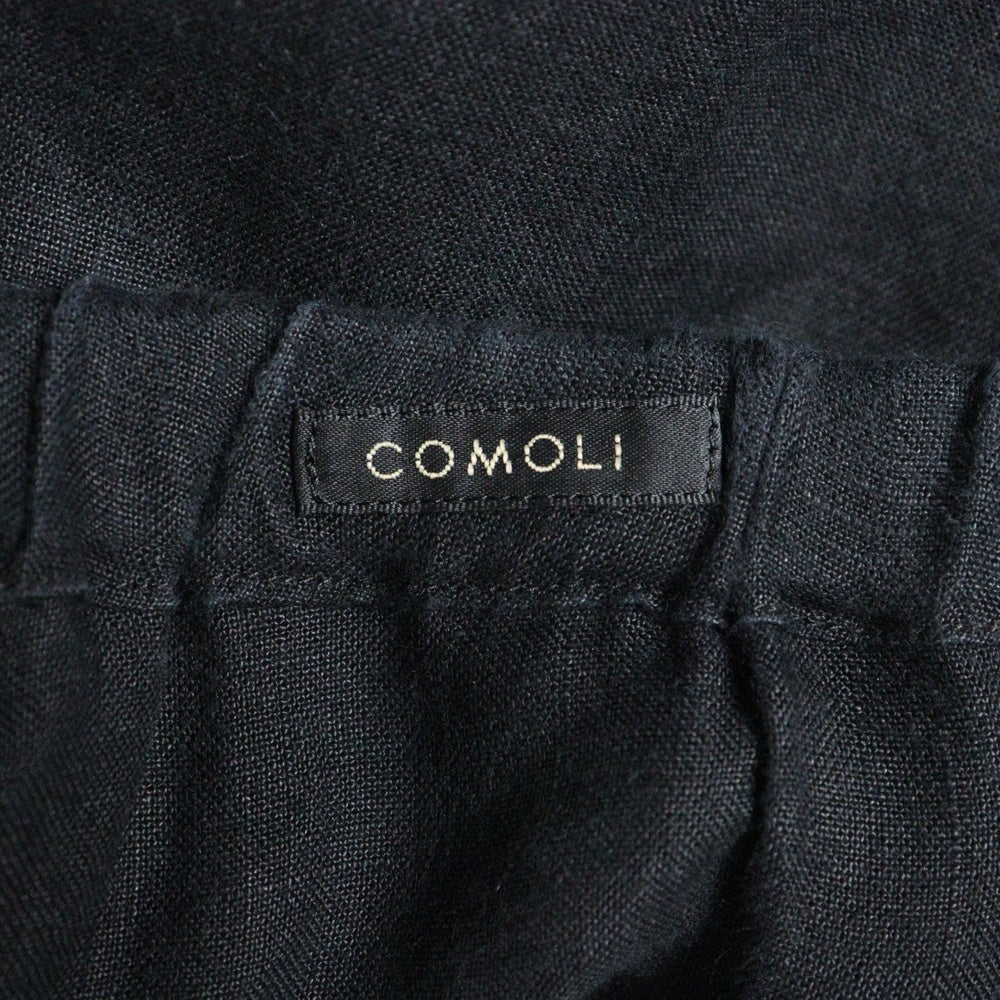 COMOLI(コモリ) 24SS カナパ リネン ドローストリングパンツ ブラック Z01-03009