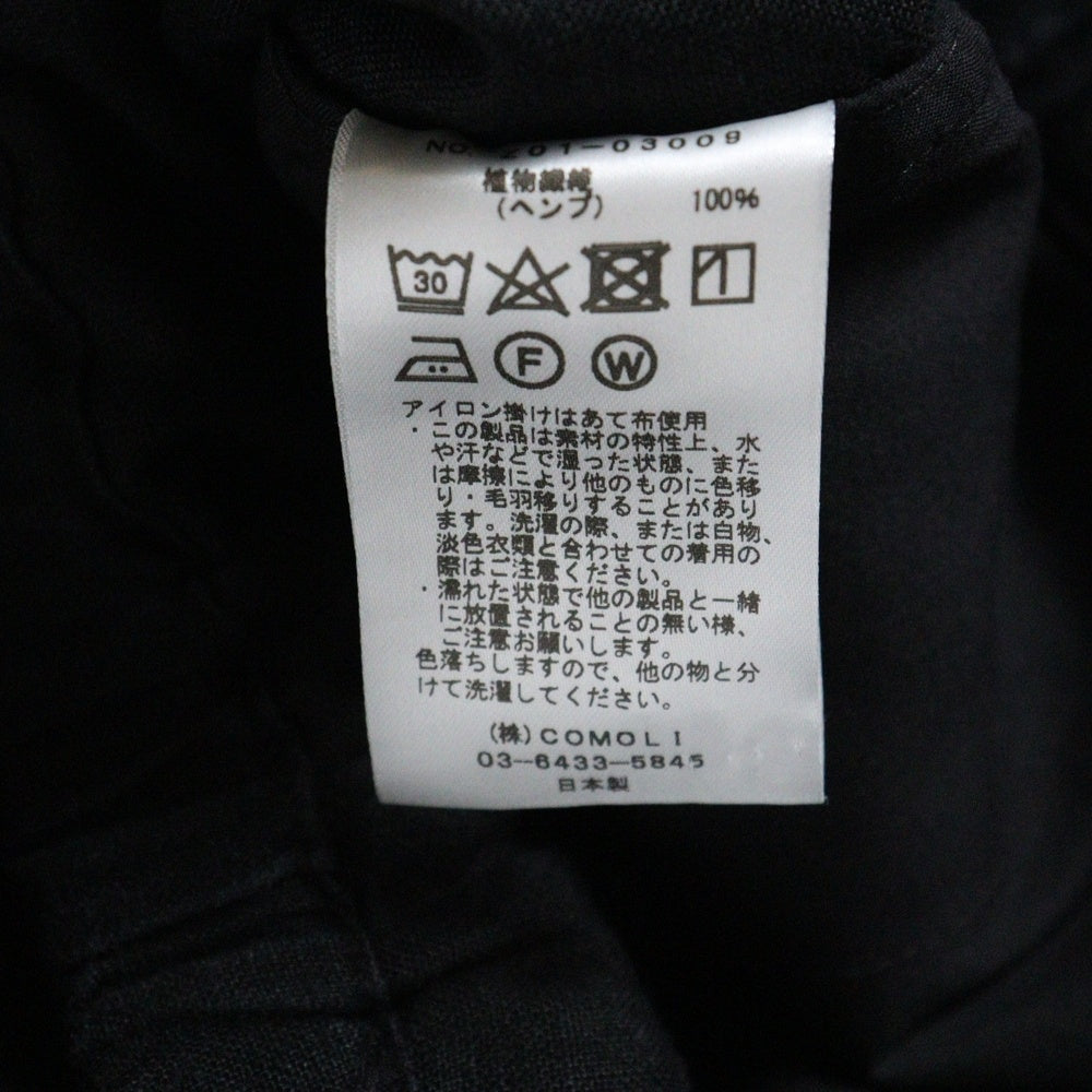 COMOLI(コモリ) 24SS カナパ リネン ドローストリングパンツ ブラック Z01-03009