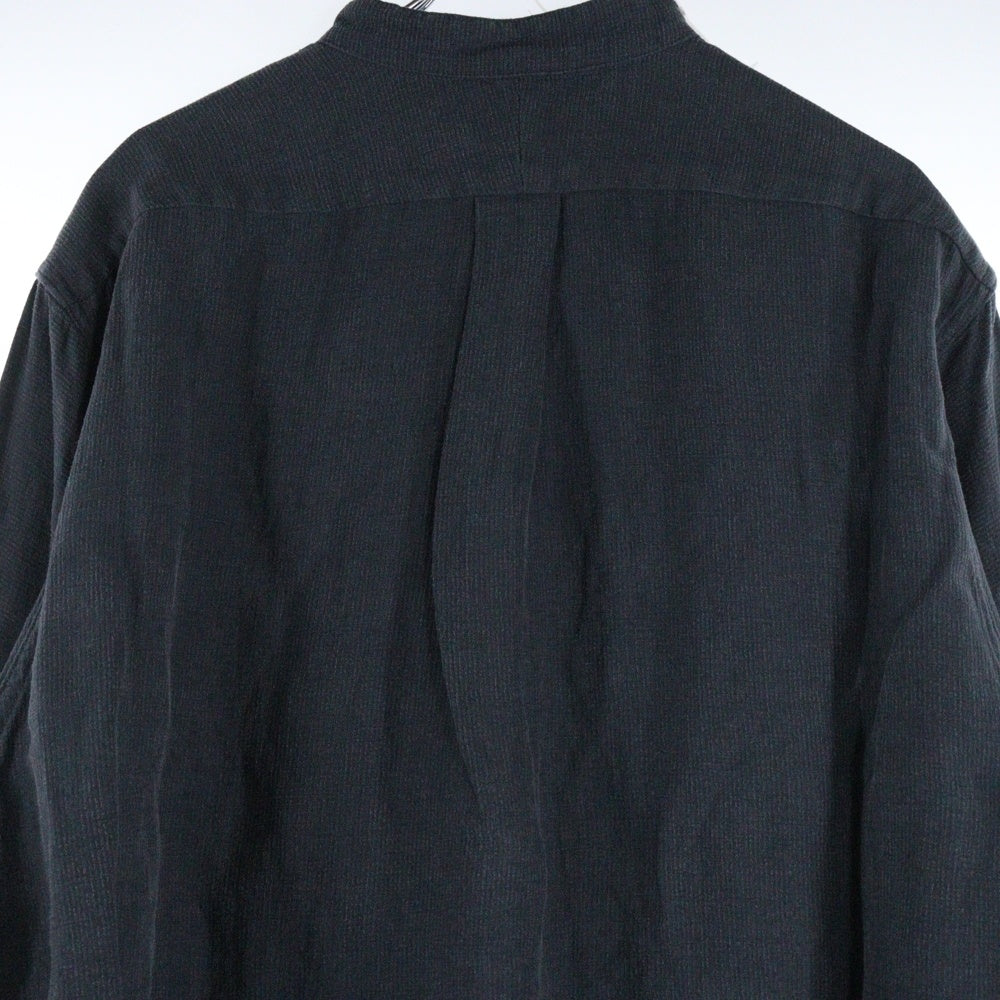 MAATEE&SONS(マーティーアンドサンズ) 24SS PULL OVER SHIRTS L/Silk 二重織 リネンシルク プルオーバー 長袖シャツ ダークグレー MT4103-0611A