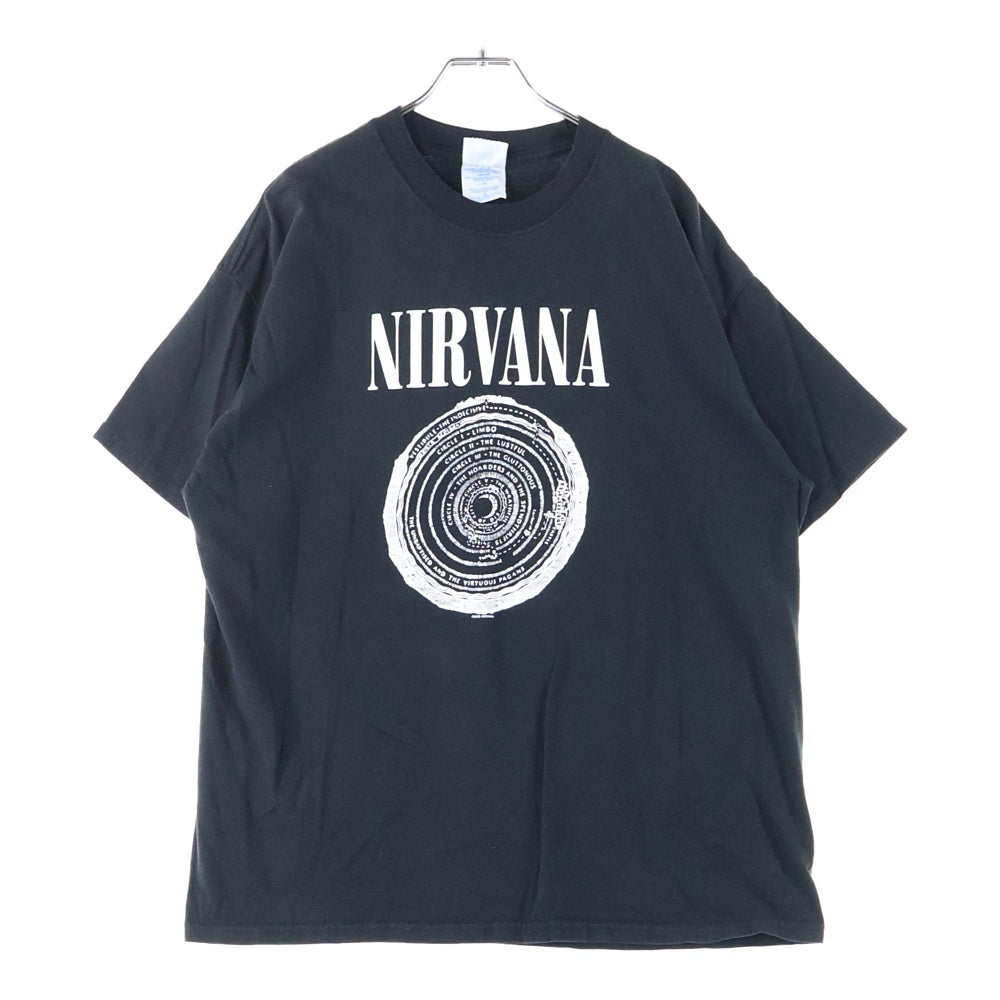 VINTAGE(ヴィンテージ) 00S NIRVANA VESTIBULE M&O メキシコ製 ニルヴァーナ ヴェスティバル フロントプリント 半袖Tシャツ カットソー ブラック