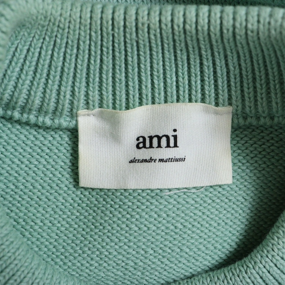 AMI Alexandre Mattiussi(アミアレクサンドルマテュッシ) BIG HEART INTARSIA OVERSIZE KNIT ビッグハート インターシャ オーバーサイズ ニット セーター グリーン E21HK009.016
