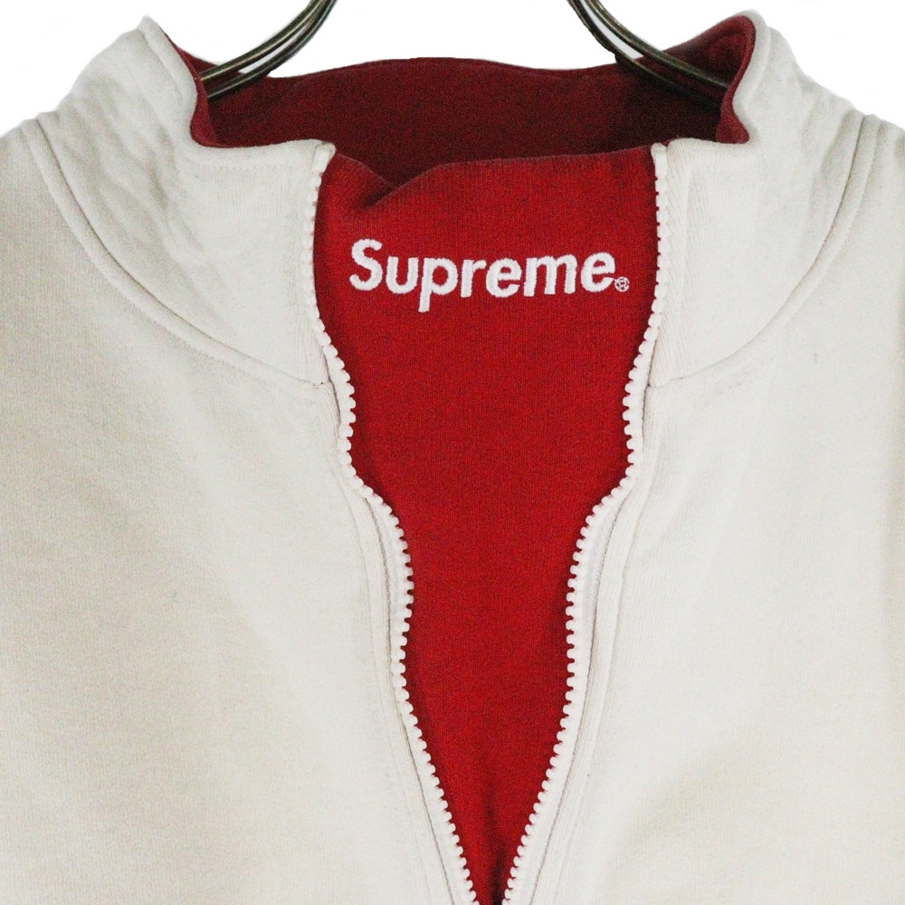 SUPREME(シュプリーム) 22AW Washed Half Zip Pullover ウォッシュド ハーフジップ プルオーバースウェットトレーナー アイボリー/レッド