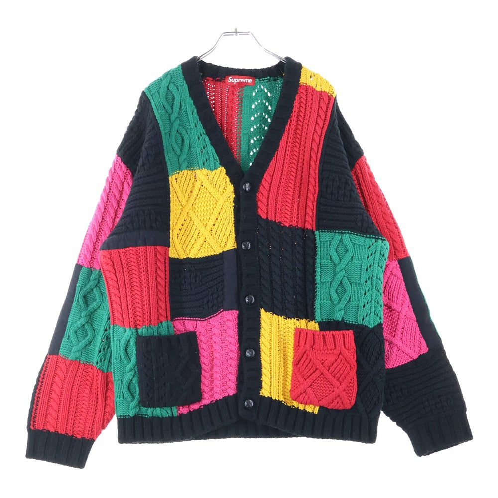 SUPREME(シュプリーム) 23AW Patchwork Cable Knit Cardigan パッチワーク ケーブルニット カーディガン マルチカラー