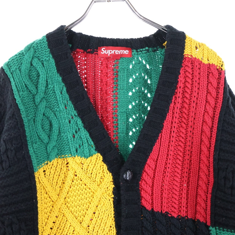 SUPREME(シュプリーム) 23AW Patchwork Cable Knit Cardigan パッチワーク ケーブルニット カーディガン マルチカラー
