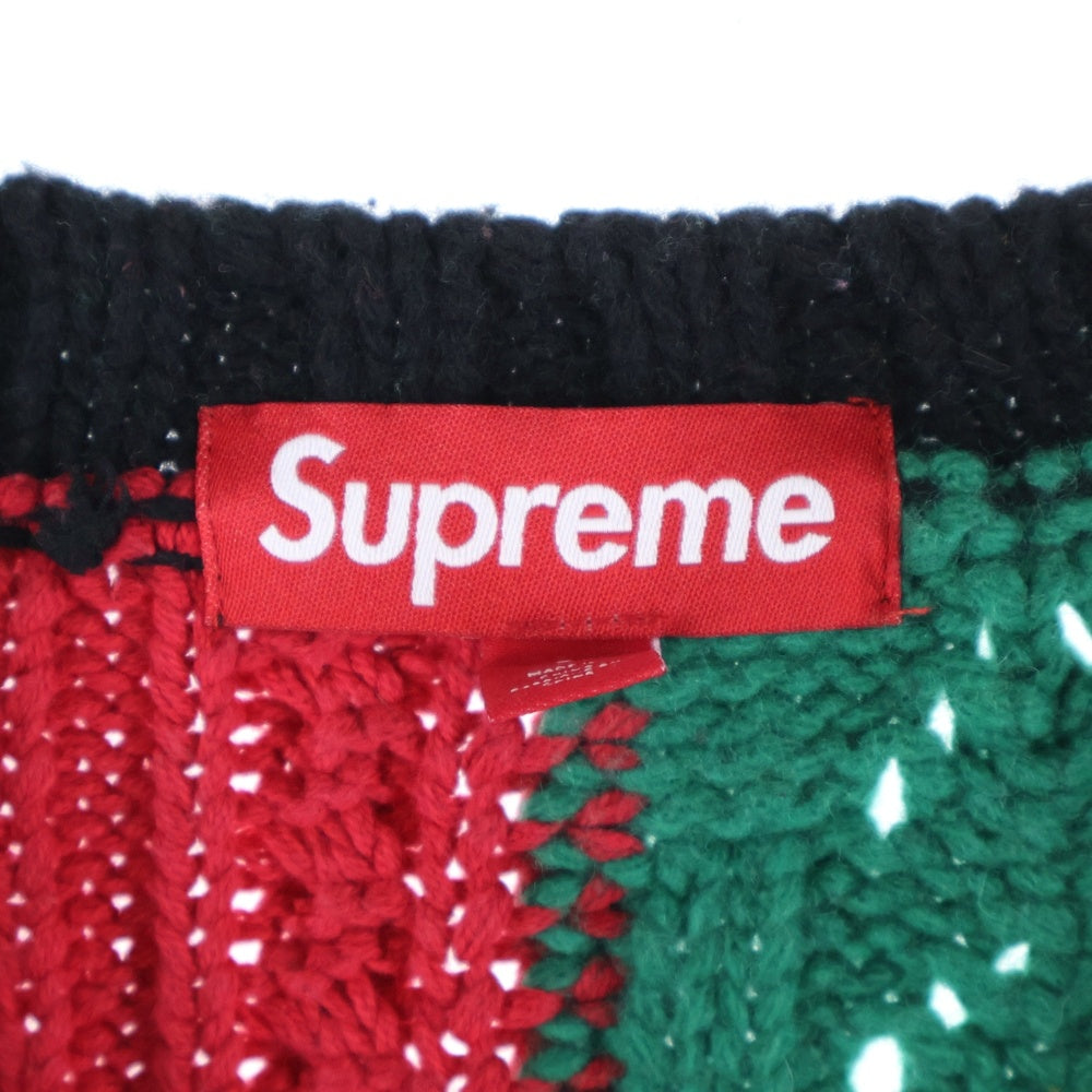 SUPREME(シュプリーム) 23AW Patchwork Cable Knit Cardigan パッチワーク ケーブルニット カーディガン マルチカラー