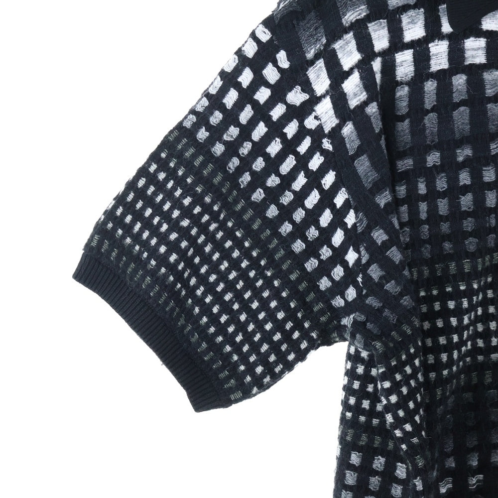 SUPREME(シュプリーム) 23SS Gradient Grid Zip Up Polo グラデーション グリッド ジップアップ半袖ポロシャツ カットソー ブラック/グレー