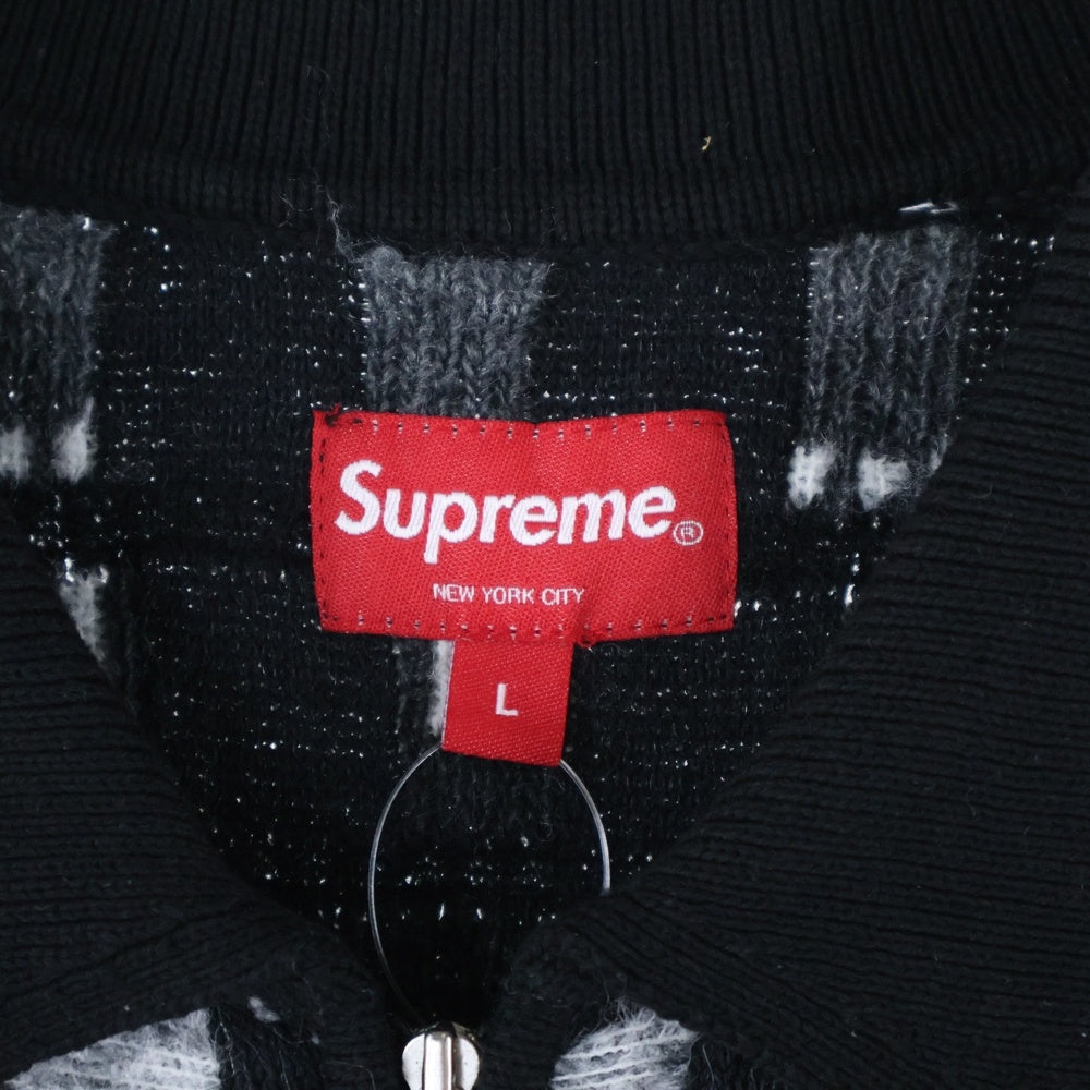 SUPREME(シュプリーム) 23SS Gradient Grid Zip Up Polo グラデーション グリッド ジップアップ半袖ポロシャツ カットソー ブラック/グレー