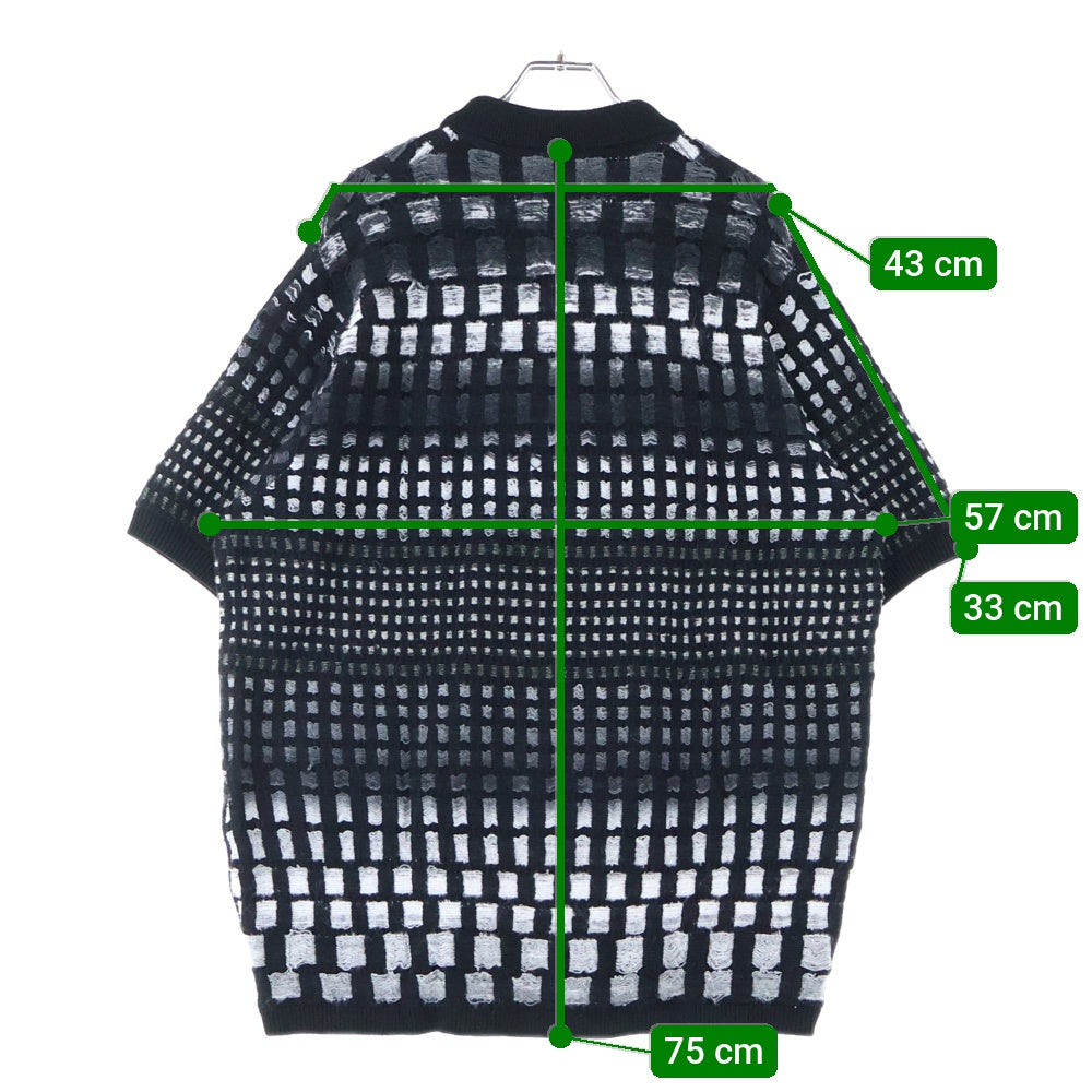 SUPREME(シュプリーム) 23SS Gradient Grid Zip Up Polo グラデーション グリッド ジップアップ半袖ポロシャツ カットソー ブラック/グレー
