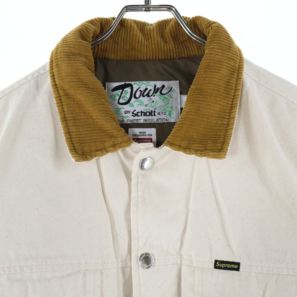 SUPREME(シュプリーム) 22AW × Schott Canvas Down Trucker Jacket ショット キャンバス ダウン トラッカージャケット アイボリー