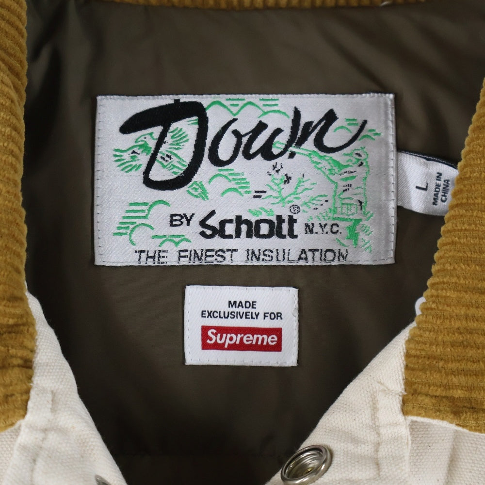 SUPREME(シュプリーム) 22AW × Schott Canvas Down Trucker Jacket ショット キャンバス ダウン トラッカージャケット アイボリー