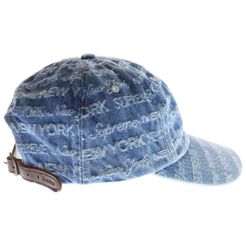 SUPREME(シュプリーム) 22AW Multi Type Jacquard Denim 6-Panel マルチタイプジャガード ロゴ総柄 6パネル デニム キャップ 帽子 インディゴブルー