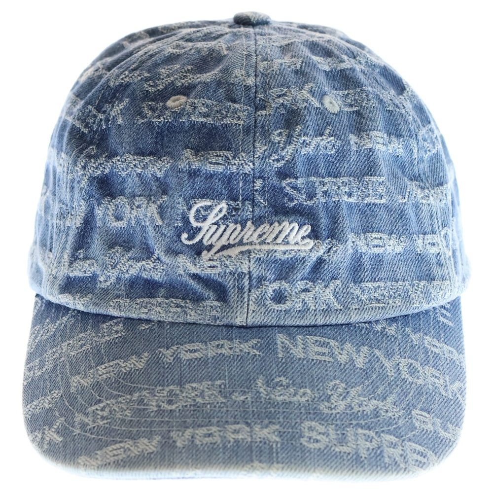 SUPREME(シュプリーム) 22AW Multi Type Jacquard Denim 6-Panel マルチタイプジャガード ロゴ総柄 6パネル デニム キャップ 帽子 インディゴブルー