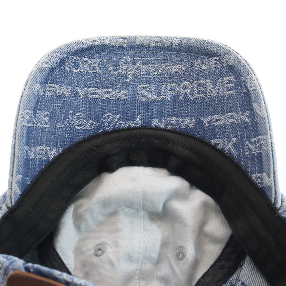 SUPREME(シュプリーム) 22AW Multi Type Jacquard Denim 6-Panel マルチタイプジャガード ロゴ総柄 6パネル デニム キャップ 帽子 インディゴブルー