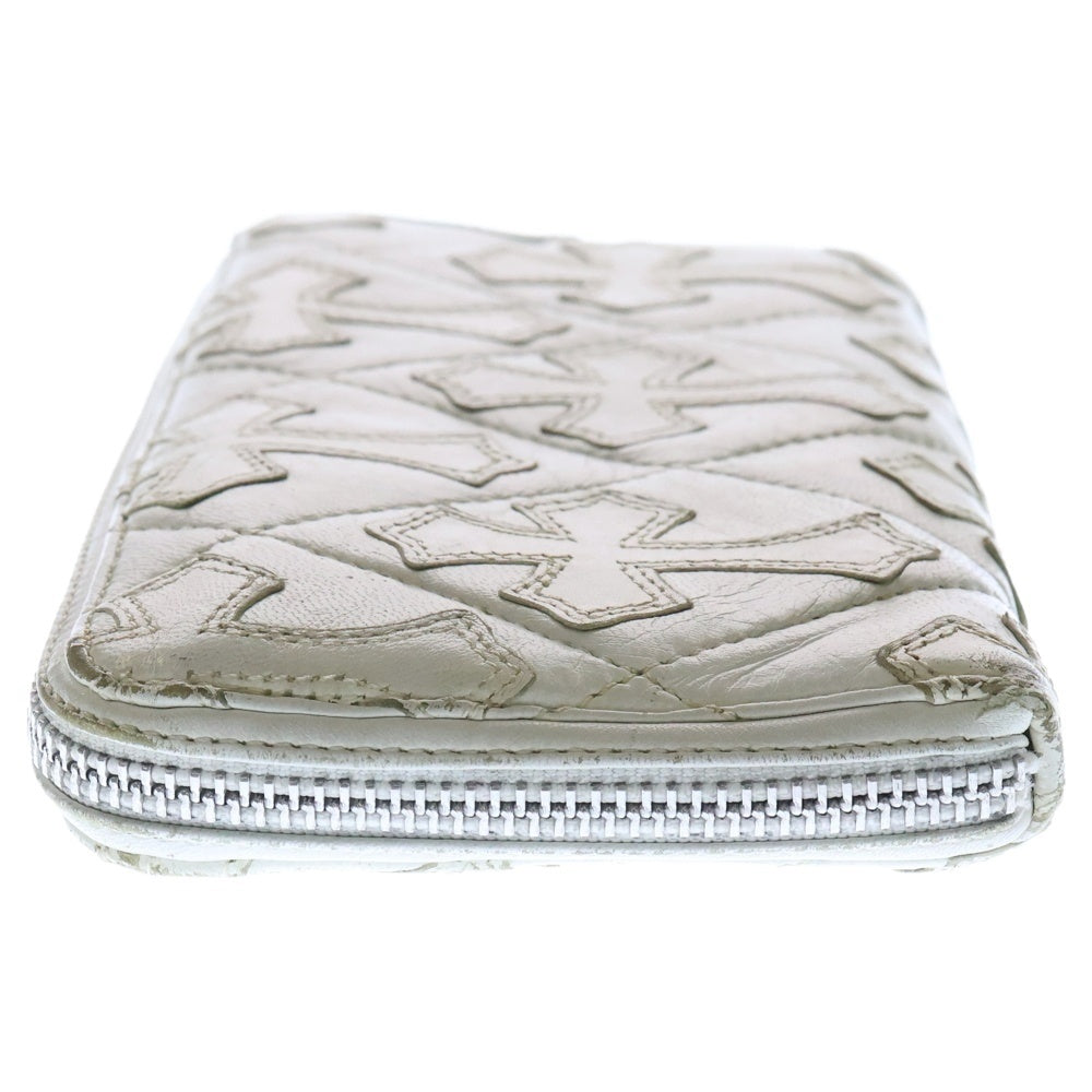 CHROME HEARTS(クロムハーツ) REC F ZIP/QUILTED クロスパッチ キルティングレザーウォレット 財布 ホワイト