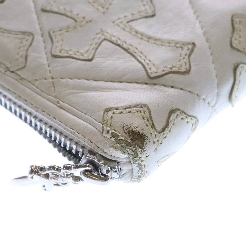 CHROME HEARTS(クロムハーツ) REC F ZIP/QUILTED クロスパッチ キルティングレザーウォレット 財布 ホワイト