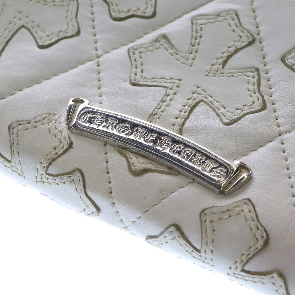 CHROME HEARTS(クロムハーツ) REC F ZIP/QUILTED クロスパッチ キルティングレザーウォレット 財布 ホワイト