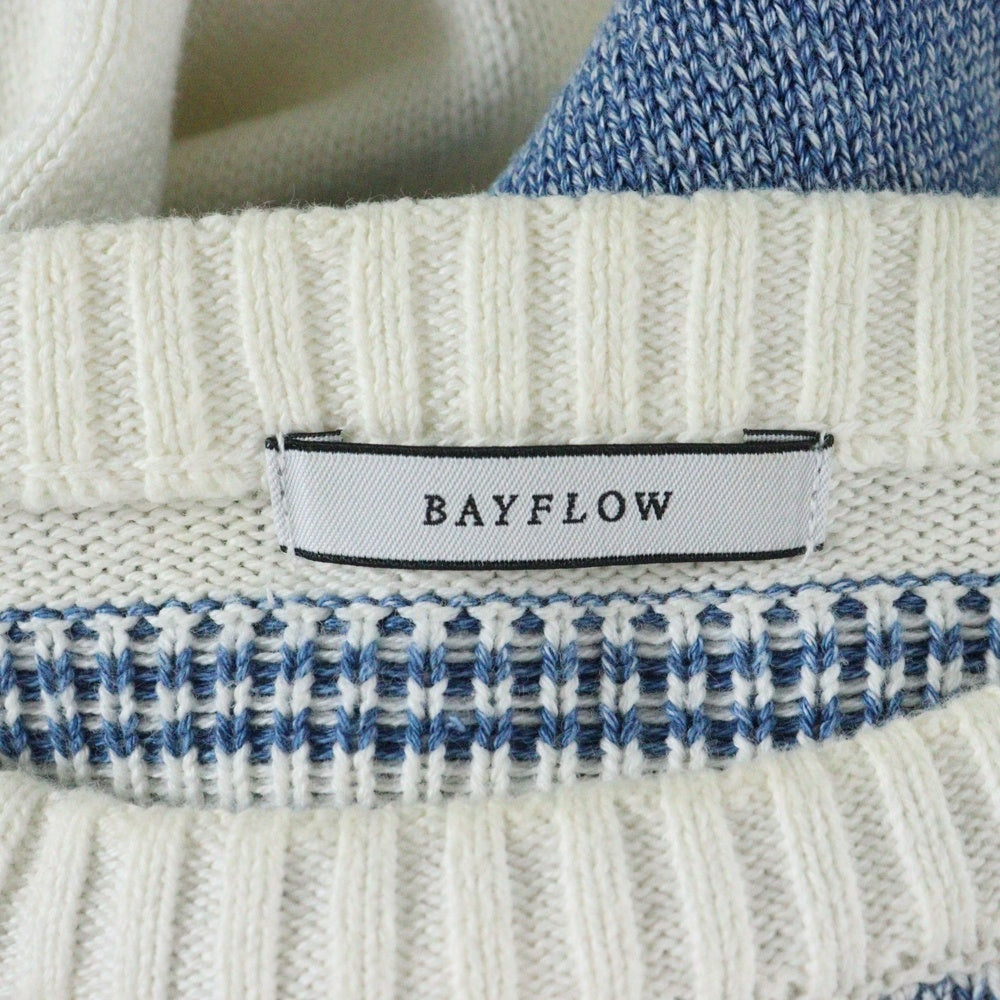 BAYFLOW(ベイフロー) BM1702NM08 幾何学模様 ニットセーター ホワイト/ブルー