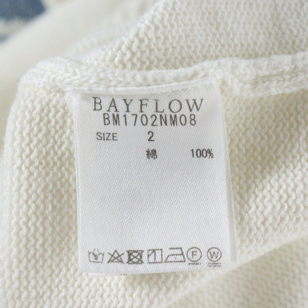 BAYFLOW(ベイフロー) BM1702NM08 幾何学模様 ニットセーター ホワイト/ブルー