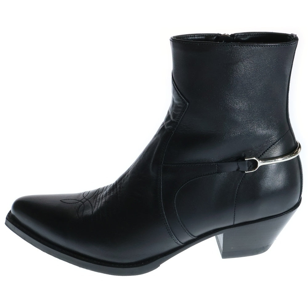 CELINE(セリーヌ) CELINE BERLIN BOOTS サイドジップ ウエスタン ショート レザー ブーツ ブラック 337313394C