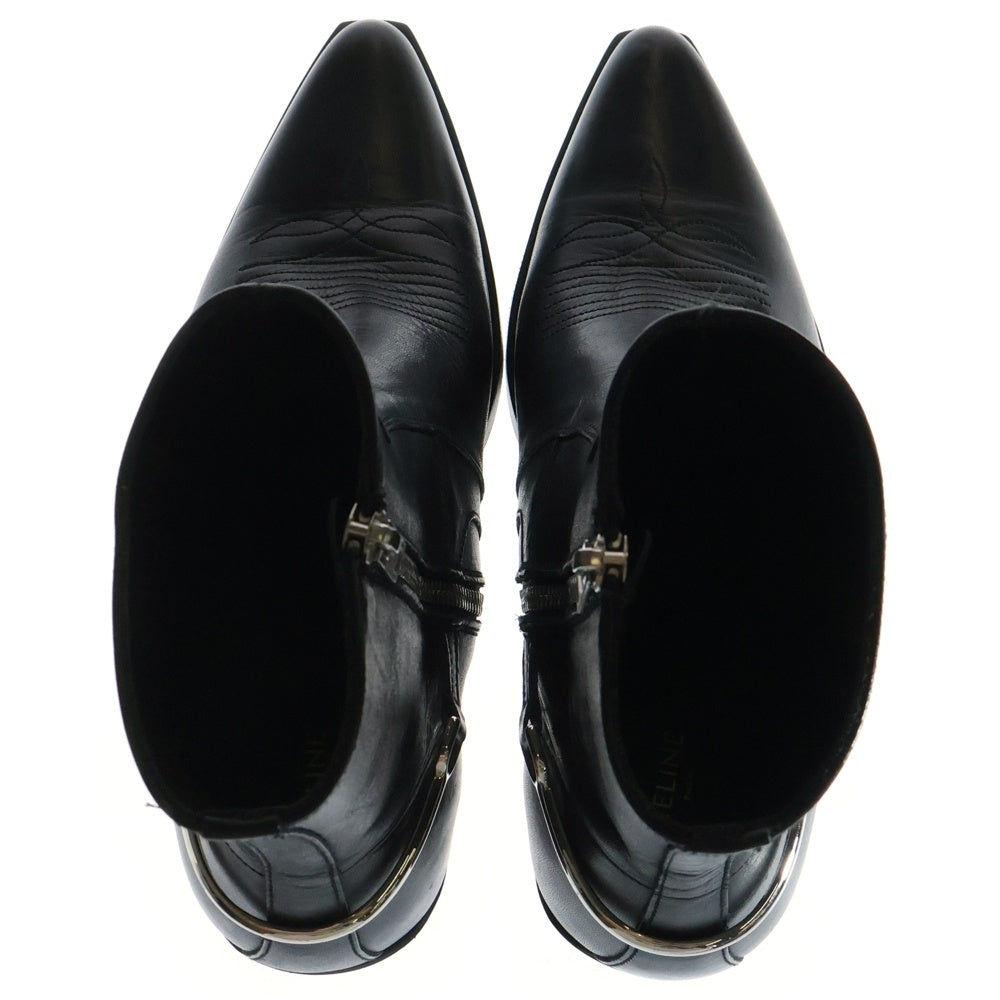CELINE(セリーヌ) CELINE BERLIN BOOTS サイドジップ ウエスタン ショート レザー ブーツ ブラック 337313394C