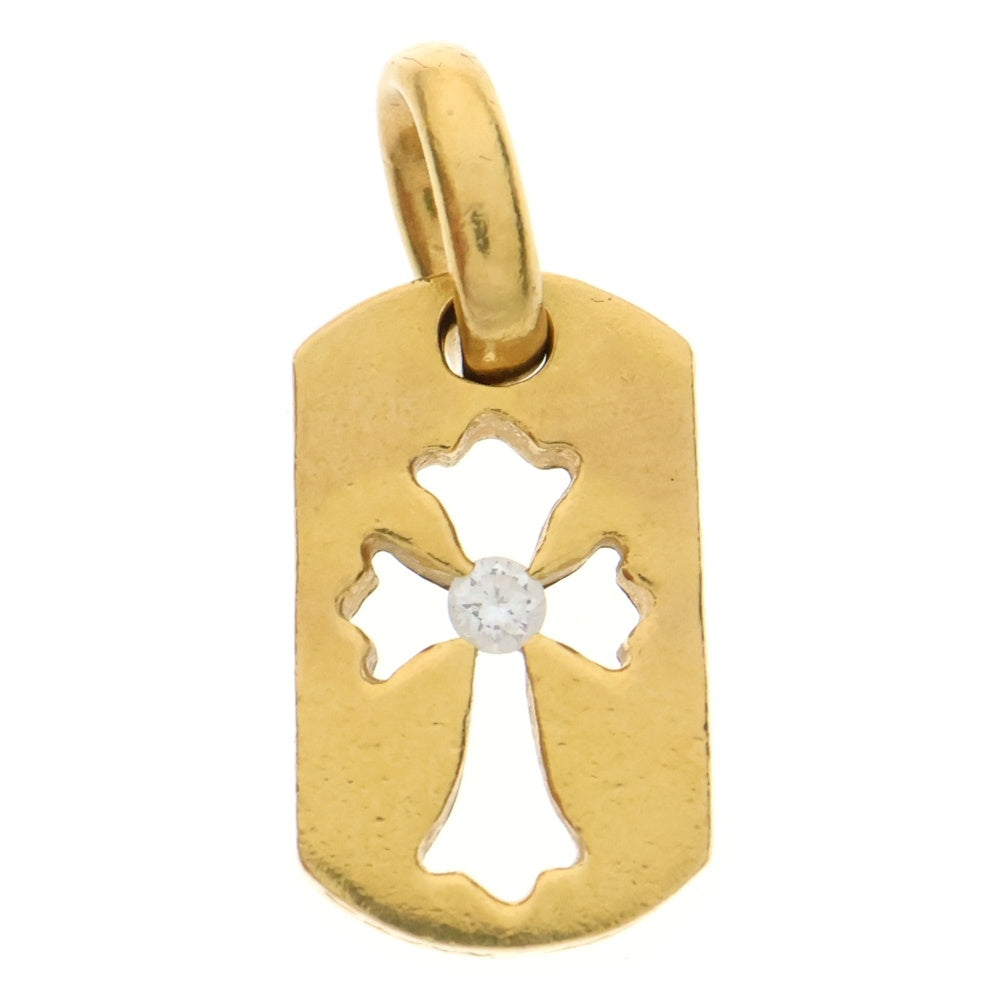CHROME HEARTS(クロムハーツ) 22K DT TNY CO CRS 1DIA タイニーカットアウトクロス ドッグタグ 1ダイヤ ペンダントトップ ゴールド BCA039