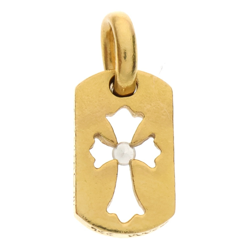 CHROME HEARTS(クロムハーツ) 22K DT TNY CO CRS 1DIA タイニーカットアウトクロス ドッグタグ 1ダイヤ ペンダントトップ ゴールド BCA039