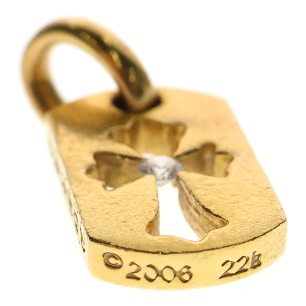 CHROME HEARTS(クロムハーツ) 22K DT TNY CO CRS 1DIA タイニーカットアウトクロス ドッグタグ 1ダイヤ ペンダントトップ ゴールド BCA039