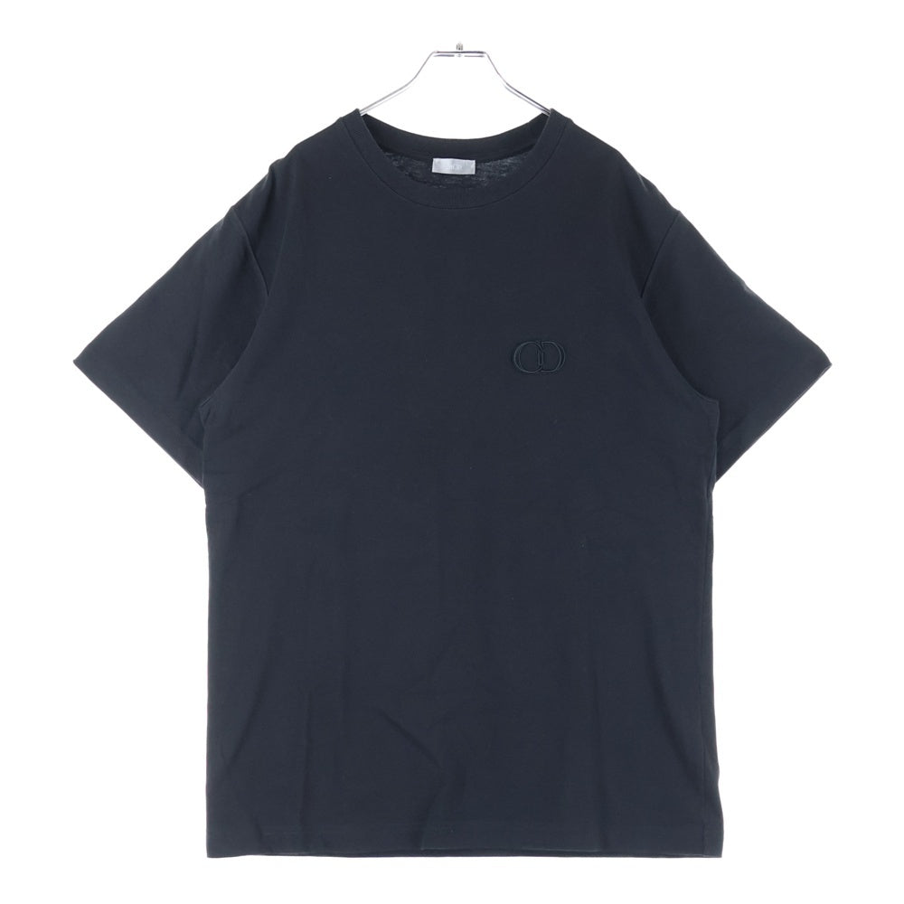 DIOR(ディオール) CD アイコン ロゴエンブロイダリー ヘビーオンスTシャツ 半袖カットソー ブラック 943J605A0554