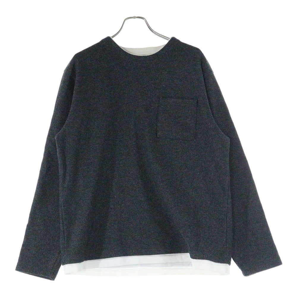 BEAMS HEART(ビームス ハート) 起毛 フェイクレイヤー ロングスリーブ 長袖クルーネックTシャツ グレー 42-14-0021-147