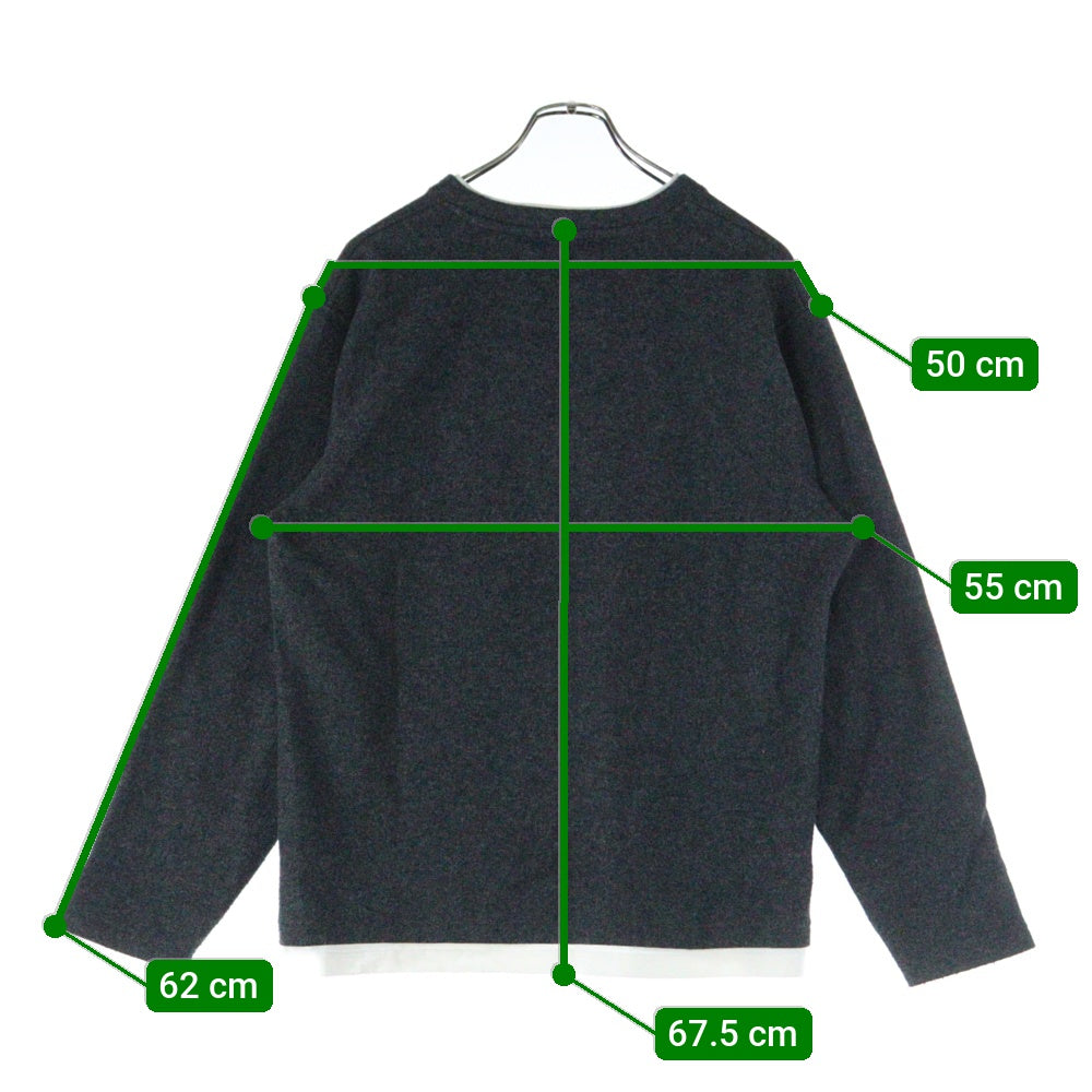 BEAMS HEART(ビームス ハート) 起毛 フェイクレイヤー ロングスリーブ 長袖クルーネックTシャツ グレー 42-14-0021-147