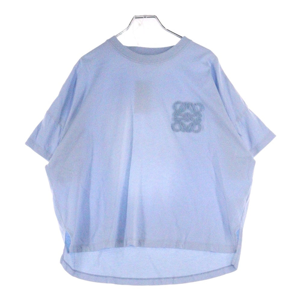 LOEWE(ロエベ) フロントアナグラムロゴ刺繍 クロップドTシャツ 半袖クルーネックカットソー レディース ブルー S359Y22X84