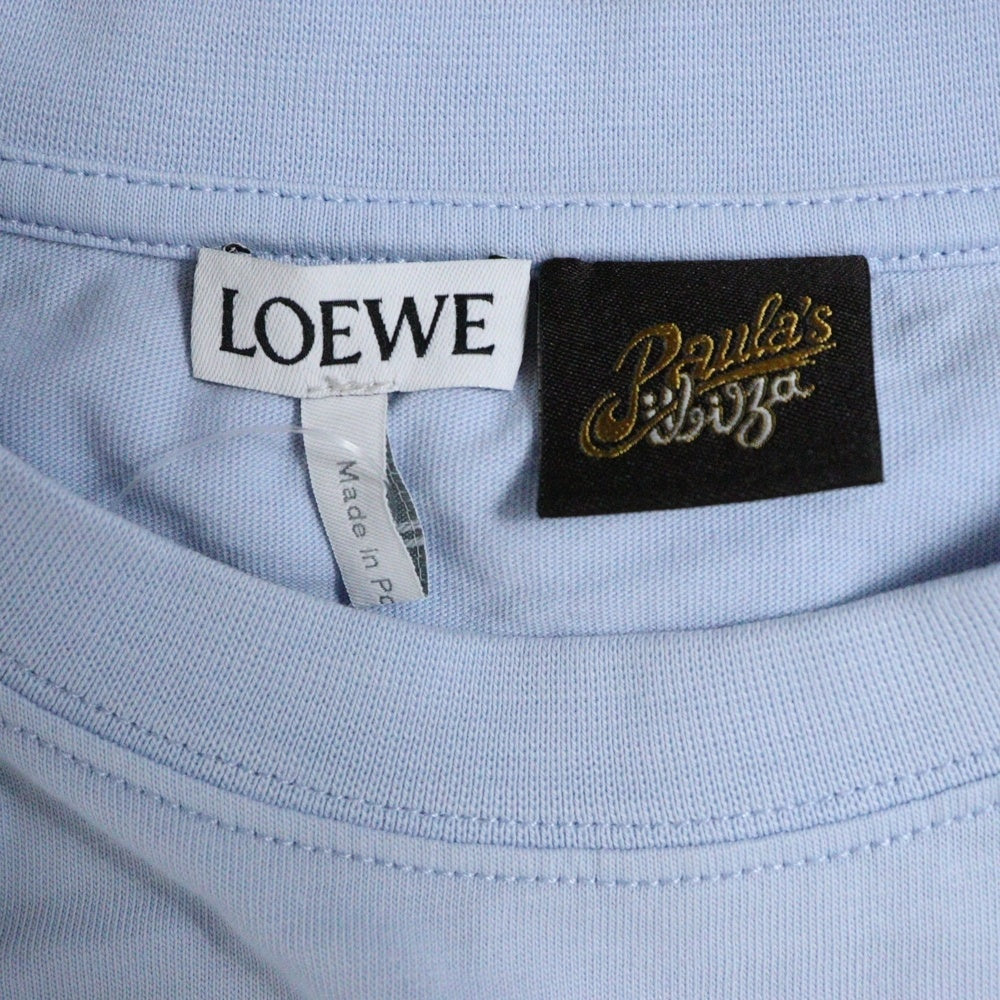 LOEWE(ロエベ) フロントアナグラムロゴ刺繍 クロップドTシャツ 半袖クルーネックカットソー レディース ブルー S359Y22X84