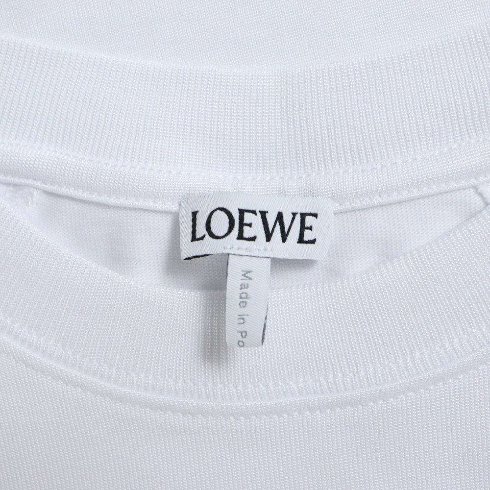 LOEWE(ロエベ) SMALL FIT T-SHIRT フロントアナグラムロゴ刺繍 スモールフィットTシャツ 半袖クルーネックカットソー レディース ホワイト S359Y22X96
