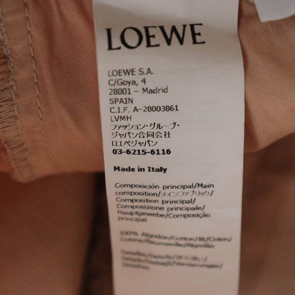 LOEWE(ロエベ) アナグラムロゴ刺繍 カットオフ加工 コットンハーフパンツ ショーツ レディース ピンク S616Y1GX05