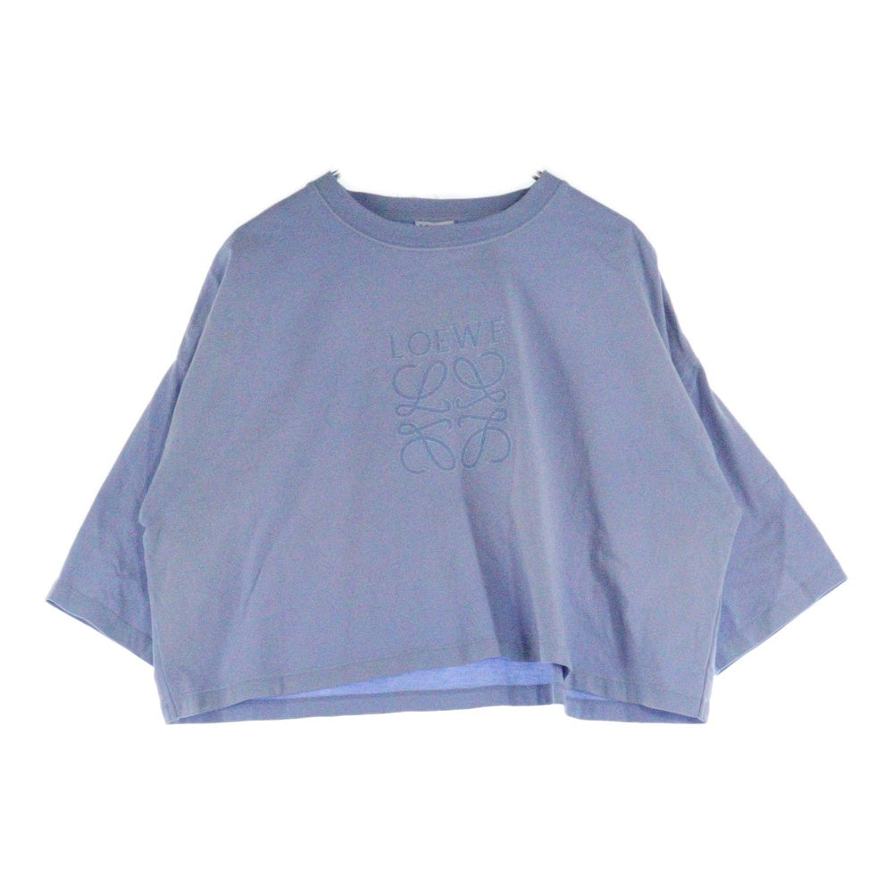 LOEWE(ロエベ) 胸アナグラムワッペン刺繍 ボクシーシルエットTシャツ 半袖クルーネックカットソー レディース ブルー S616Y22X81