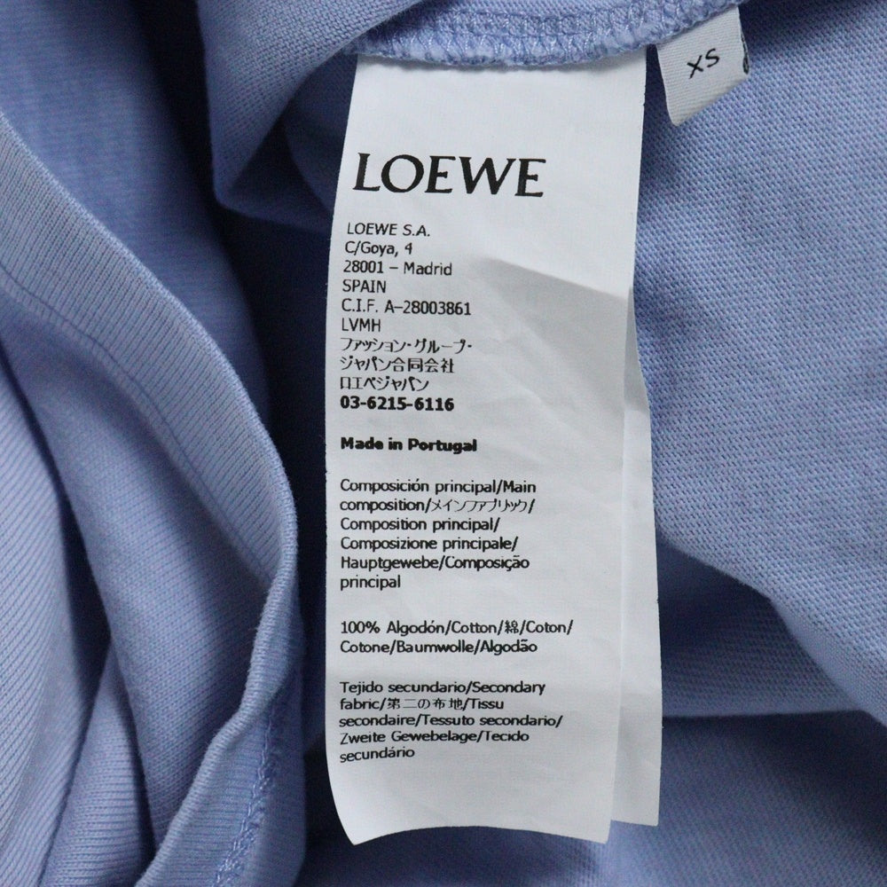 LOEWE(ロエベ) 胸アナグラムワッペン刺繍 ボクシーシルエットTシャツ 半袖クルーネックカットソー レディース ブルー S616Y22X81