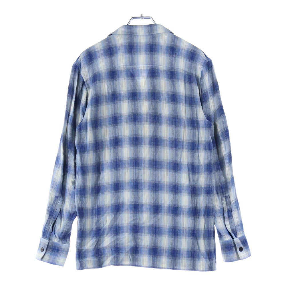 SAINT LAURENT PARIS(サンローランパリ) 14AW レーヨン チェック 長袖シャツ ブルー 356119