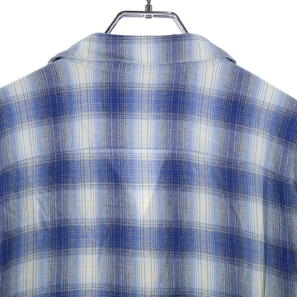 SAINT LAURENT PARIS(サンローランパリ) 14AW レーヨン チェック 長袖シャツ ブルー 356119