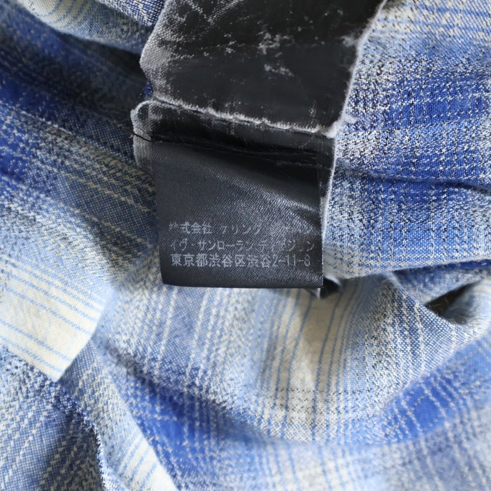 SAINT LAURENT PARIS(サンローランパリ) 14AW レーヨン チェック 長袖シャツ ブルー 356119