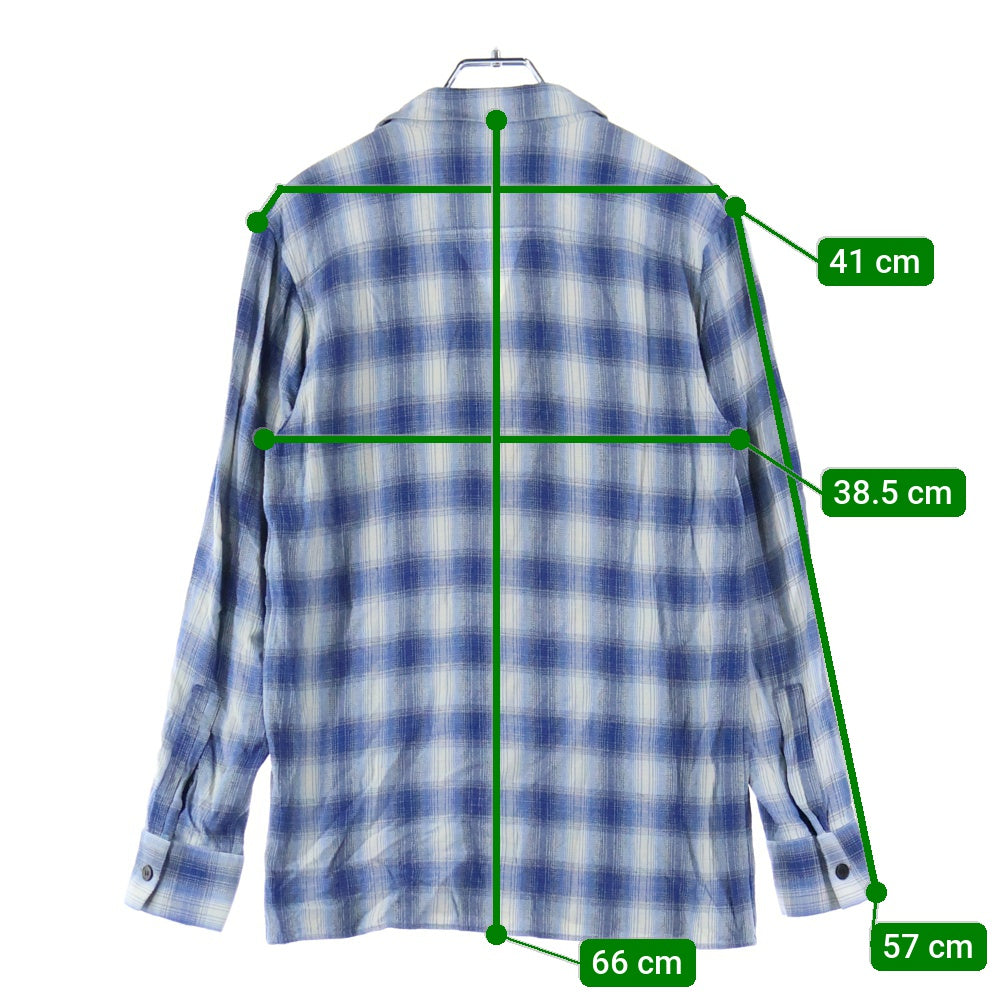SAINT LAURENT PARIS(サンローランパリ) 14AW レーヨン チェック 長袖シャツ ブルー 356119