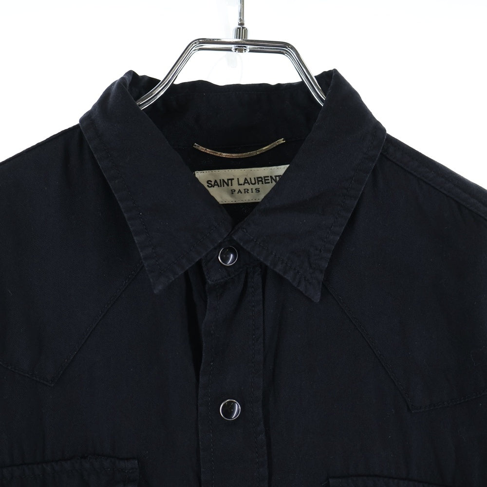 SAINT LAURENT PARIS(サンローランパリ) スナップボタン ウエスタン 長袖シャツ ブラック 376982