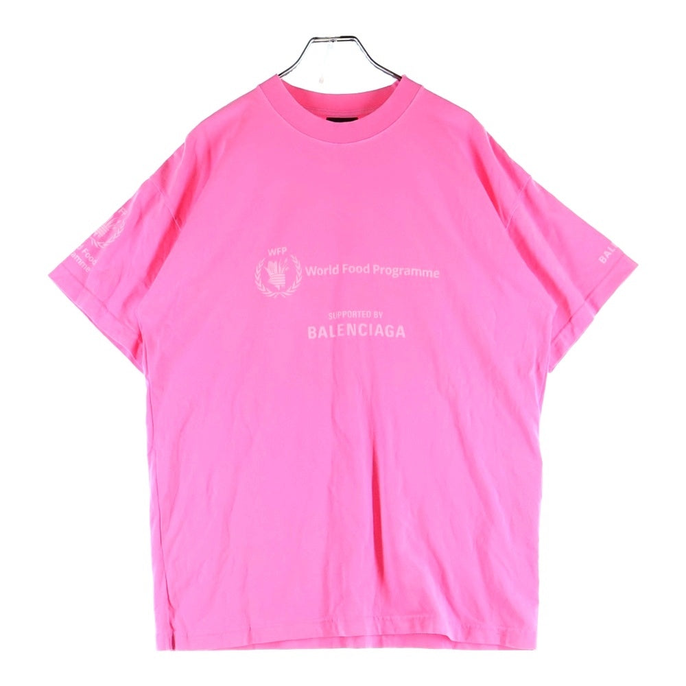 BALENCIAGA(バレンシアガ) WFP T-SHIRT WOLD FOOD PROGRAMME ワールド フード プログラム 両面プリント モックネック 半袖Tシャツ ピンク 612965 TMVL2