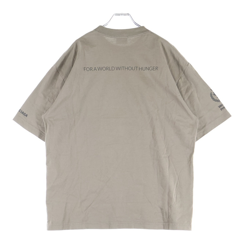 BALENCIAGA(バレンシアガ) WFP T-SHIRT WOLD FOOD PROGRAMME ワールド フード プログラム 両面プリント モックネック 半袖Tシャツ ブラウン 612965 TMVL2
